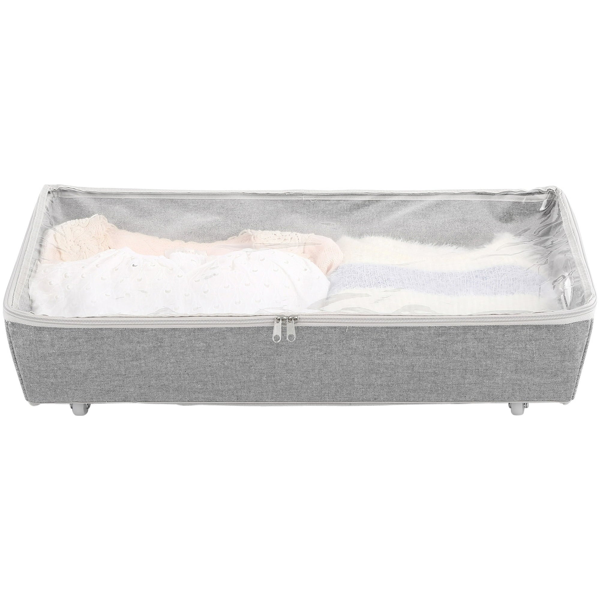 Better Homes & Gardens Rolling Polyester & Cotton Under Bed Zippered Storage Bin, Closet Organizers, 26