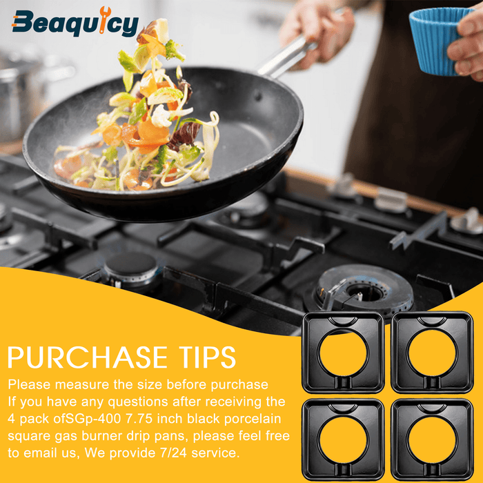 Beaquicy SGP-400 Square Gas Range Burner Drip Pan Porcelain Basics 101 for WP786333 - new