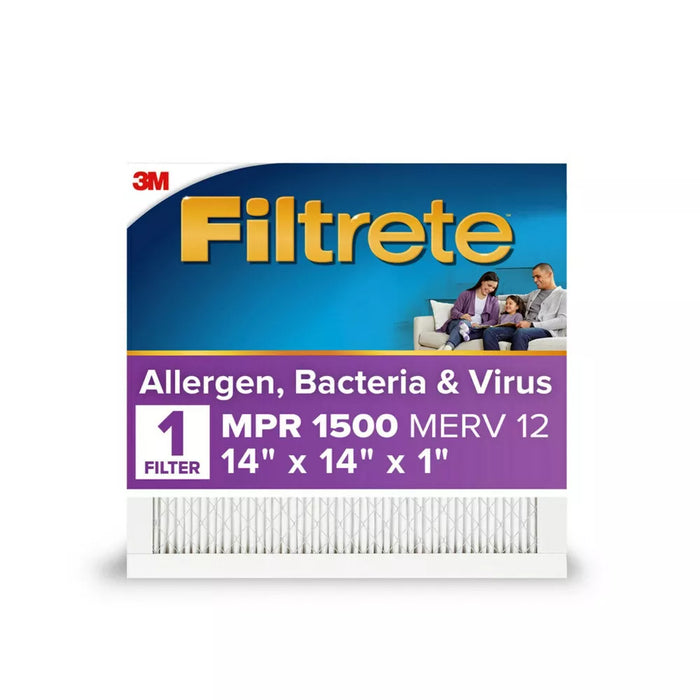Filtrete 14x14x1 Air Filter, MPR 1500 MERV 12, Allergen, Bacteria and Virus, 1 Filter - new