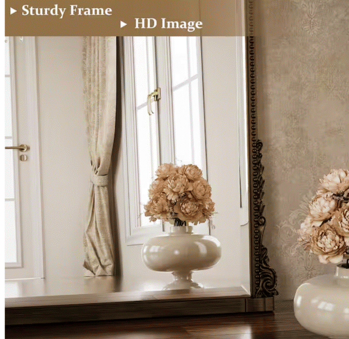 Antique Bronze 28 in. W x 40 in. H Arched Modern Polyurethane Framed with Decoration Antique Vanity Mirror Wall Mirror - new