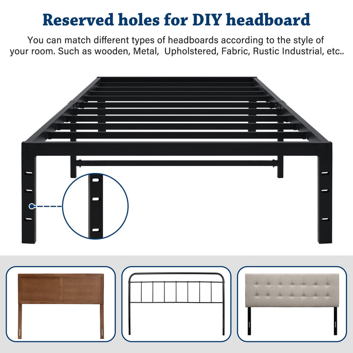 Lusimo Twin Bed Frame No Box Spring Needed 14 inch Heavy Duty Metal Platform Bed Frame Twin Size Anti Slip Support Easy Lock Assembly, Black - new