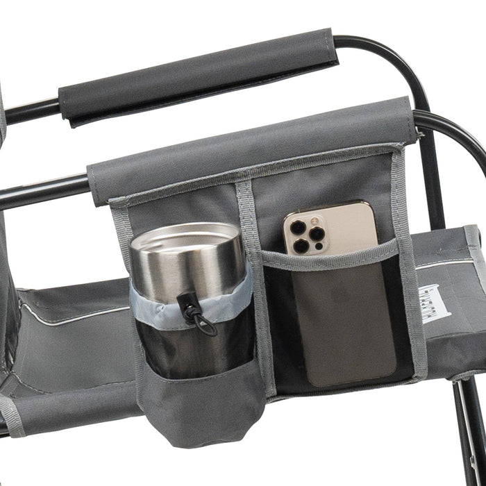 GCI Outdoor Freestyle Rocker XL Oversized Foldable Rocking Camp Chair, Pewter - new