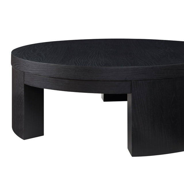 Beautiful Mod Round Coffee Table by Drew Barrymore, Black Wood Finish - open_box