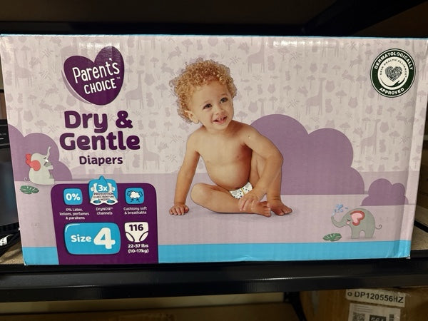 Parent's Choice Dry & Gentle Diapers (Choose Your Size & Count) - new