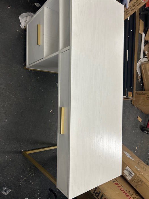 Mainstays Wood & Metal Writing Desk with 1 Drawer and 1 Door for Teen Adult,29.92 in, White Finish. - new