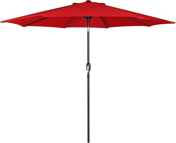 Blissun 9' Outdoor Patio Umbrella, Outdoor Table Umbrella, Yard Umbrella, Market Umbrella with 8 Sturdy Ribs, Push Button Tilt and Crank