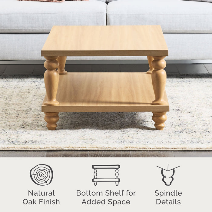 My Texas House Abbott Wood Coffee Table, Light Oak - new