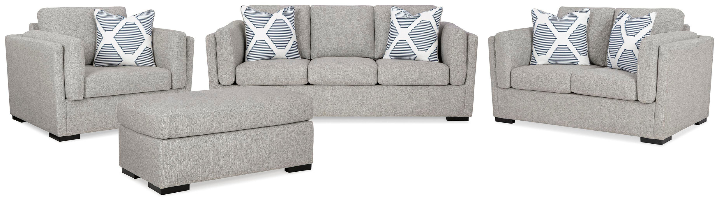 Evansley Pewter Evansley Sofa, Loveseat, Chair and Ottoman