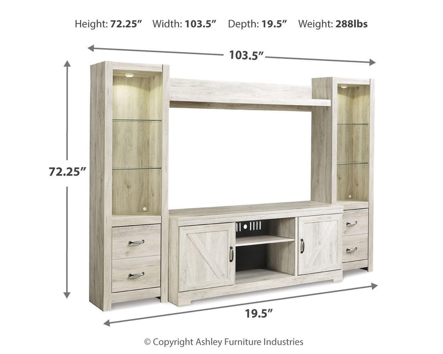 Bellaby Whitewash Bellaby 4-Piece Entertainment Center