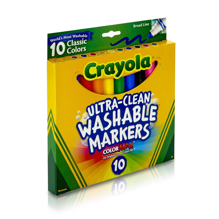 Crayola Ultra-Clean Washable Broad Line Markers, 10 Ct, School Supplies, Classroom Supplies for Teachers - new