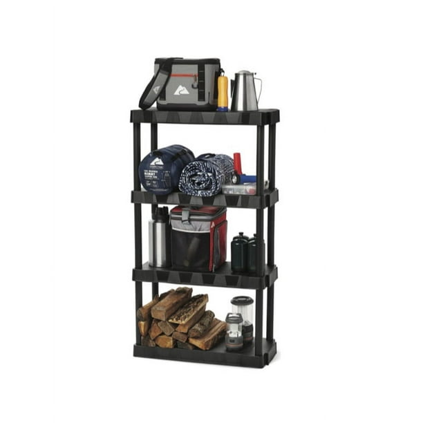 Hyper Tough Black Plastic 4-Tier 56.2" H x 30"" W x 13.8" D, 280lb Total Capacity - open_box