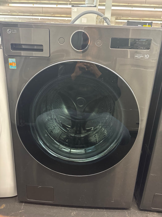 LG - 5.0 Cu. Ft. High-Efficiency Stackable Smart Front Load Washer with Steam and TurboWash 360 - Black Steel - new