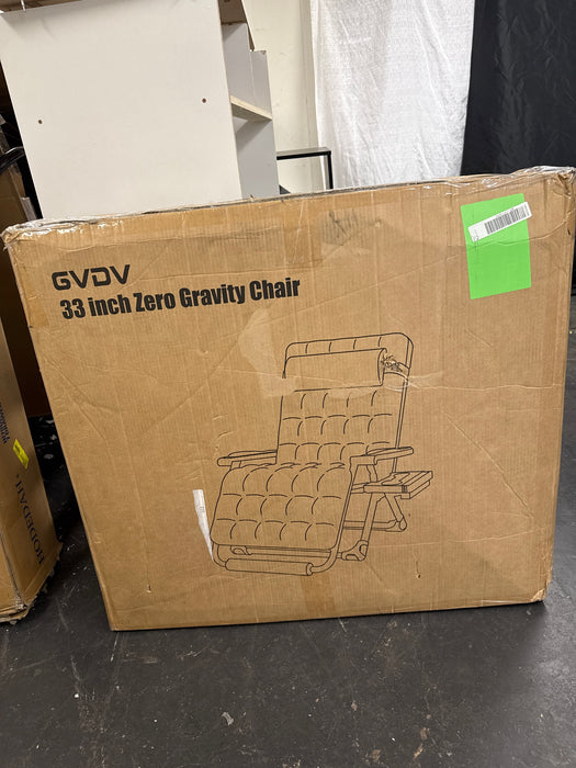 GVDV Oversized Zero Gravity Chair, 33In XXL Lounge Chair with Removable Thick Cushion, Lawn Patio Reclining Chair Upgraded Alloy Lock and Cup Holder, for Indoor Outdoor, Black - new