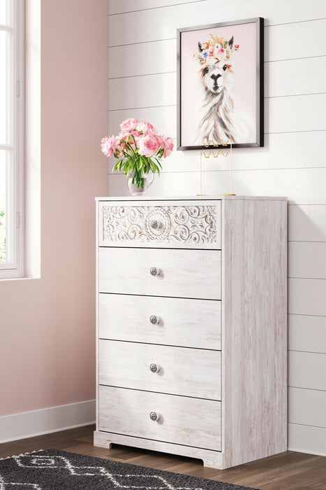 Paxberry Whitewash Five Drawer Chest