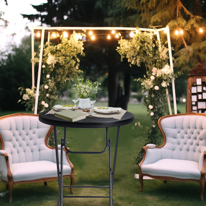 Byliable 32in Cocktail Table Folding High Top, Round Portable Plastic Bar Height Table for Parties,Patio,Dining Room, Banquet, Indoor Outdoor, Black - new