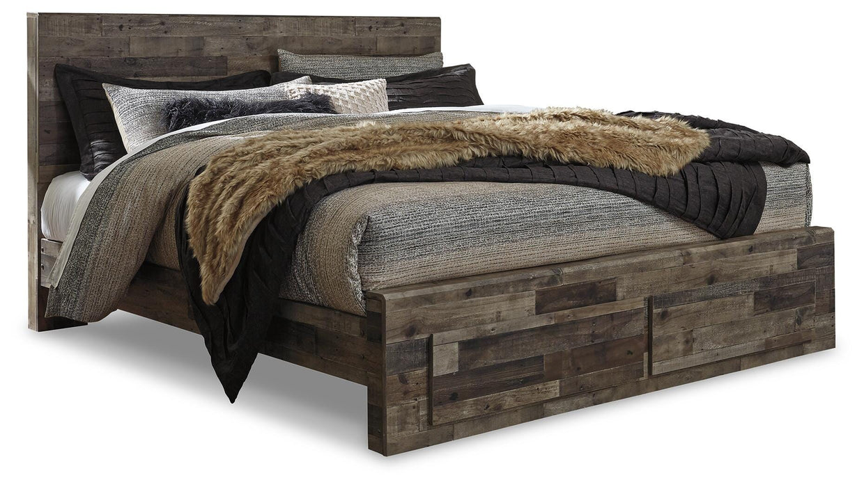 Derekson Multi Gray Derekson King Panel Bed with 2 Storage Drawers