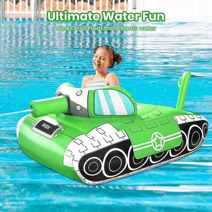 GVDV Inflatable Tank Pool Float for Adults & Kids, 61" x 44" Ride-On Float with Water Squirt Guns, Ideal for Summer Beach & Pool Party Water Battle Games - new