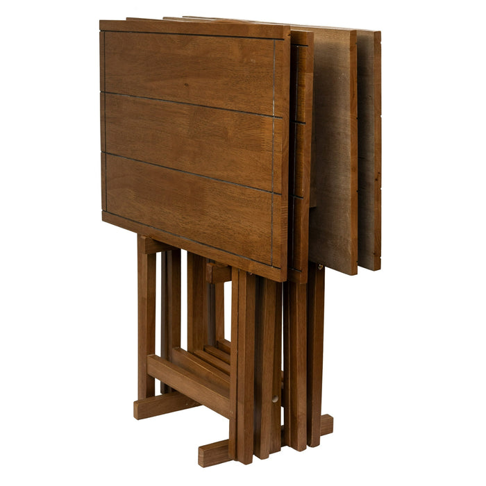 Mainstays 5pcs Over Size TV Tray Farmhouse Walnut L23.62" x W15.75" x H25.98" - open_box