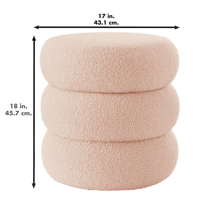 Mainstays Boucle Cloud Storage Ottoman, Blush - new