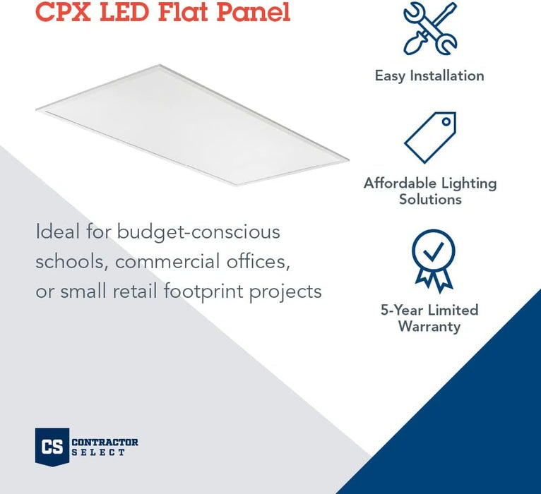 Lithonia Lighting CPX 2x4 LED Flat Panel Light, 2 Ft. x 4 Ft. LED Light Panel, Ceiling Lighting Fixture, 4000/5000/6000 Adjustable Lumens, 3500K/4000K/5000K Switchable CCT, Smooth Satin Lens