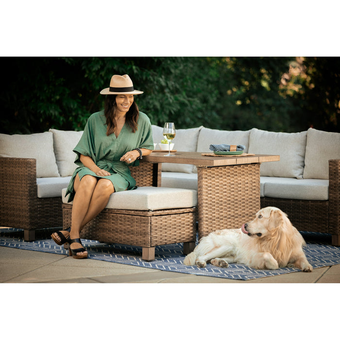 Better Homes & Gardens Brookbury 4 Piece Outdoor Wicker Patio Sectional Dining Set, Gray Cushions - new