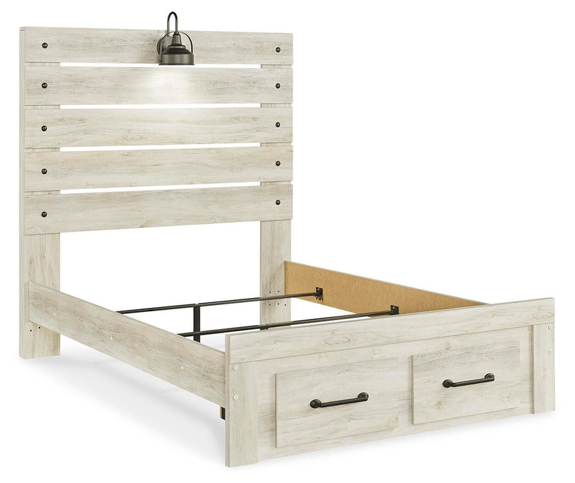 Cambeck Whitewash Cambeck Full Panel Bed with 2 Storage Drawers