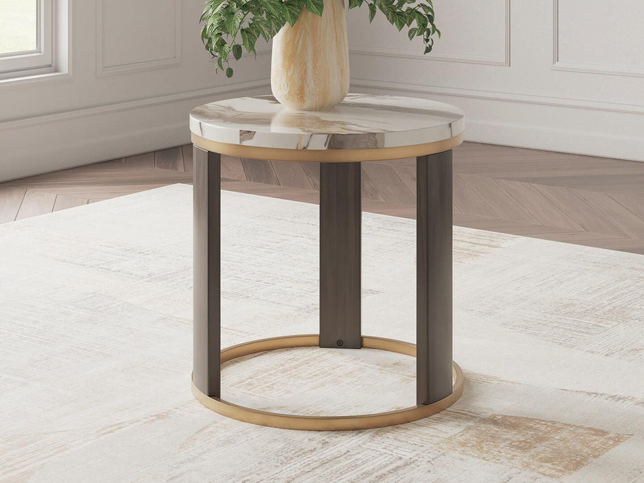 Jazmore Brown/Brass Finish Round End Table