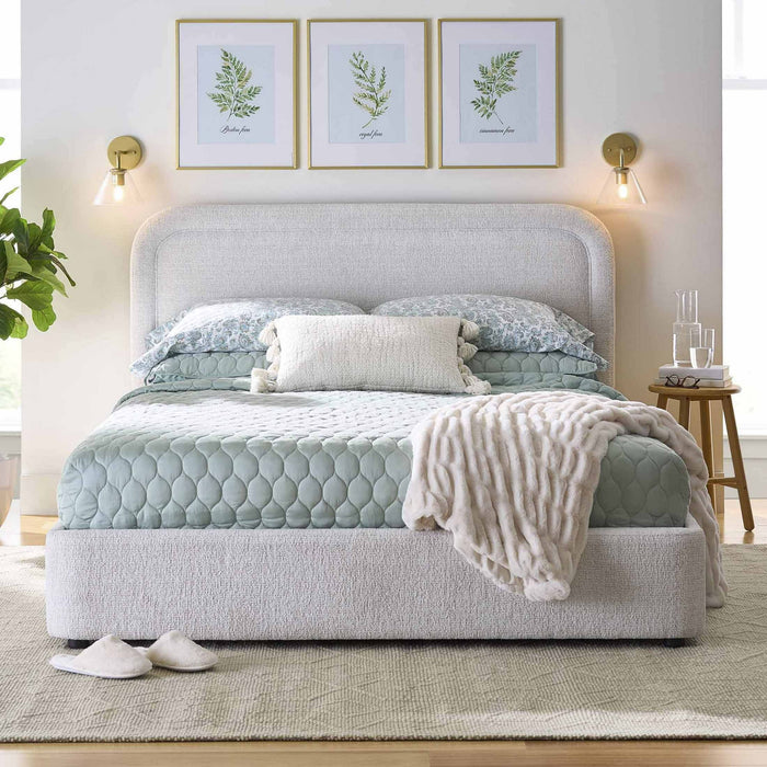 Better Homes & Gardens Juliet Queen Boucle Platform Bed, Ivory - new