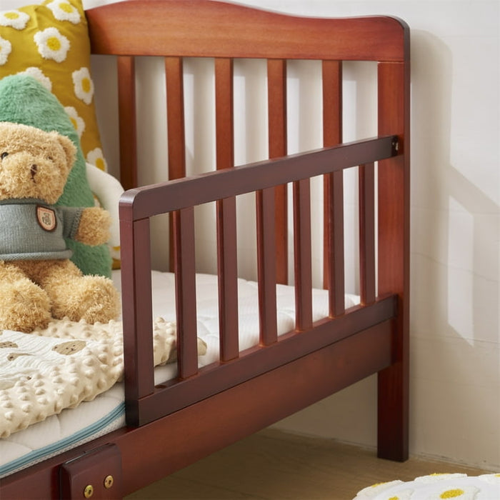 Ktaxon Baby Toddler Bed Solid Wood Bedroom Furniture with Safety Rails Espresso - new