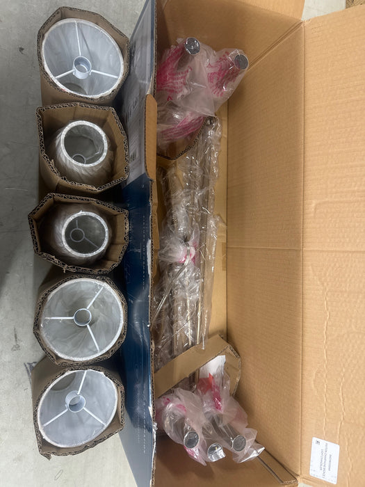 Avec Payton Collection 5-Light Contemporary Champagne Bronze Chandelier with White Fabric Shades - new