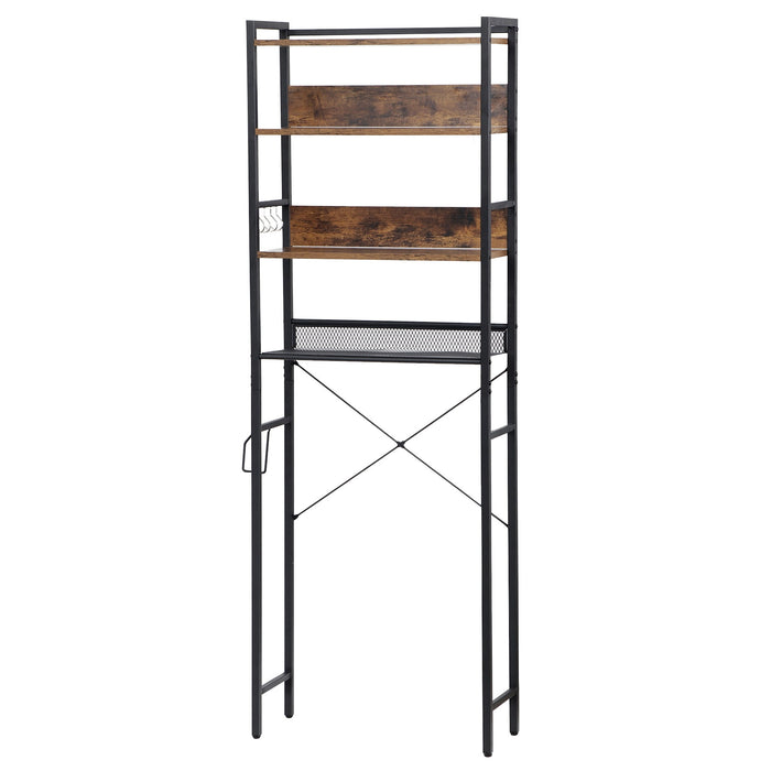HomGarden 4-Tier over the Toilet Bathroom Storage Rack Adult Organizer Space Saver Rustic Dark Brown - new