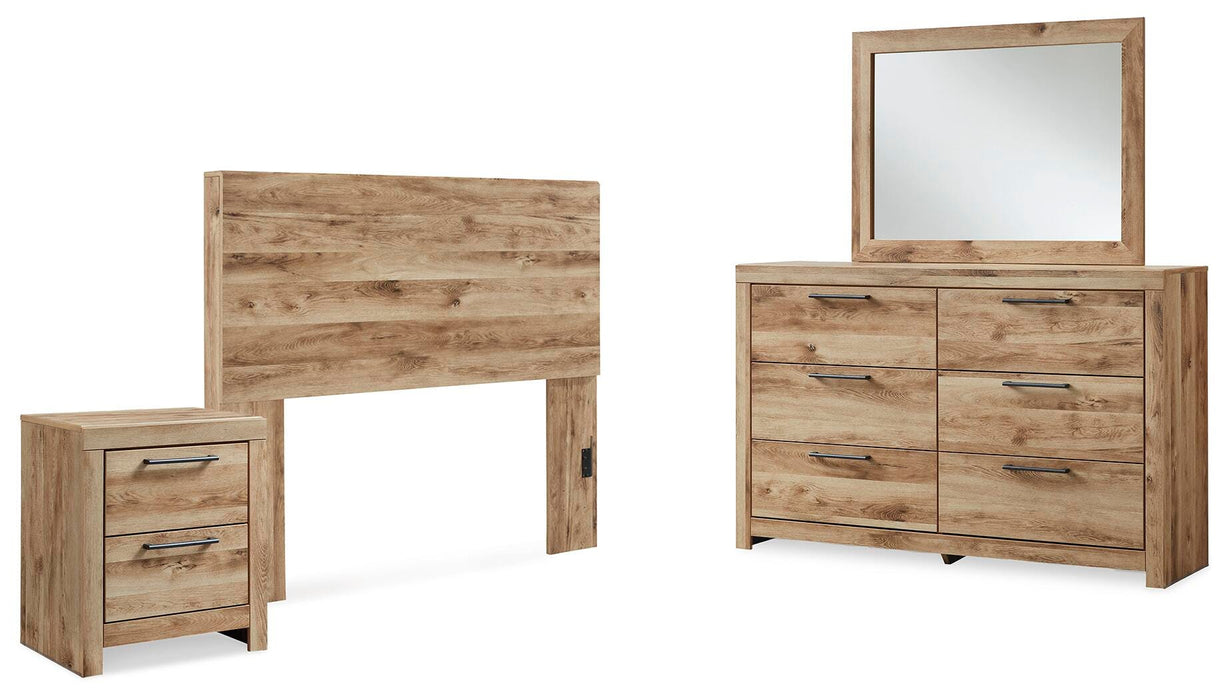 Hyanna Tan Brown Hyanna Full Panel Headboard, Dresser, Mirror and Nightstand - Brand New