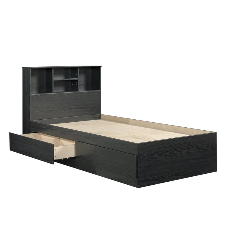 Your Zone Storage Bed with Bookcase Headboard, Twin, Bourbon Finish - open_box