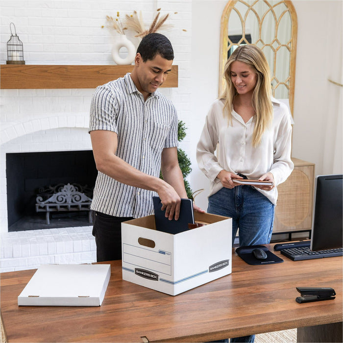 Bankers Box Basic Duty Letter/Legal File Storage Box with Lids, 10 Pack, White Corrugate Cardboard - new
