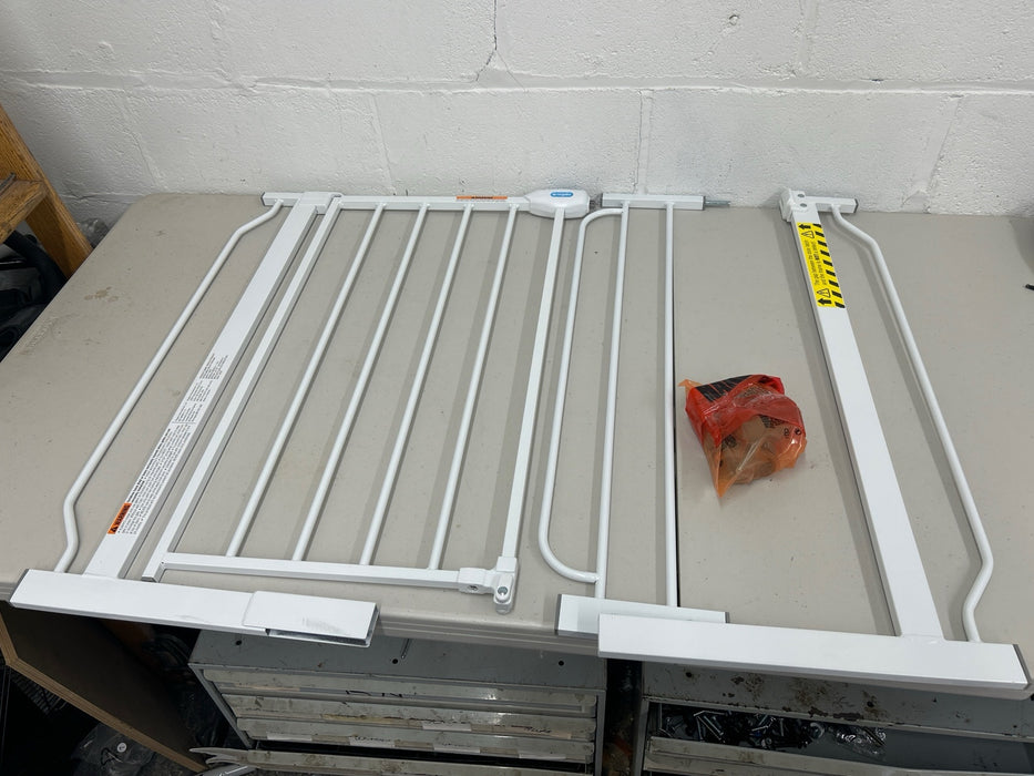 Regalo Extra Wide Walk-Through Baby Gate with Door, 29.5-38.5 in, White, Ages 6-24 Months - open_box