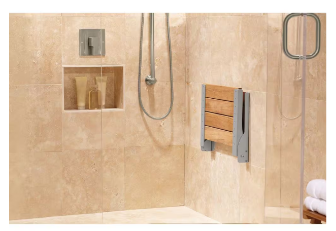 MOEN Fold Down Teak Shower Chair - new