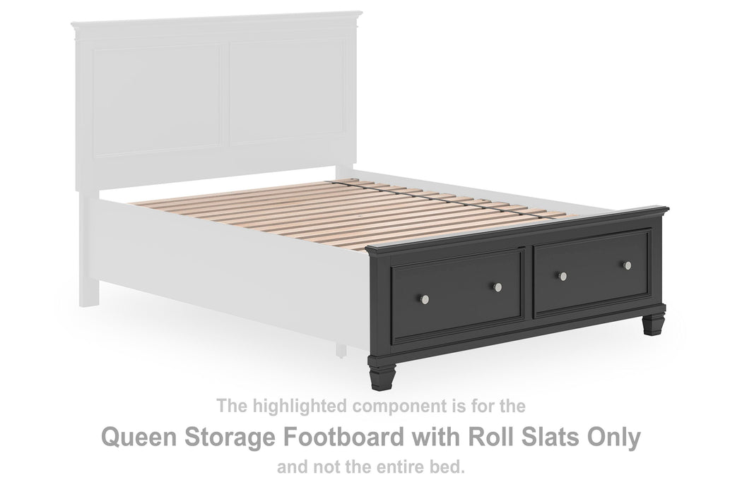 Lanolee Black Q Storage FTBD w/Roll Slats