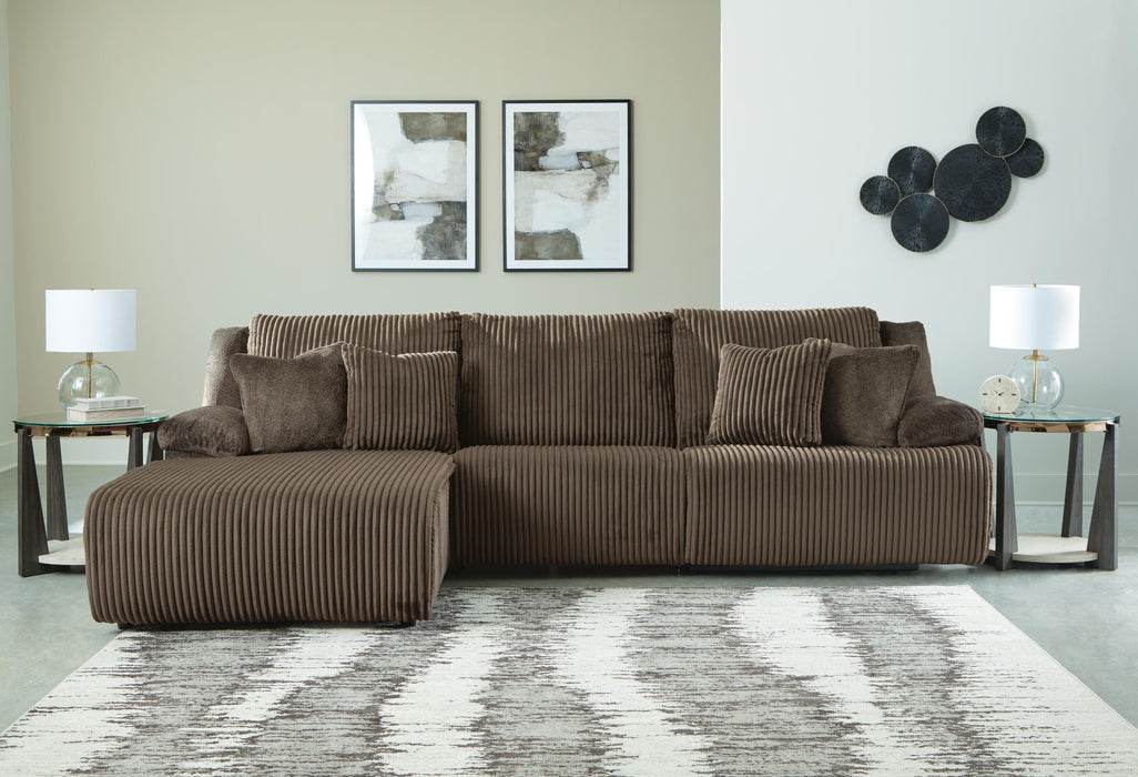 Top Tier Chocolate Top Tier 3-Piece Reclining Sectional Sofa Chaise