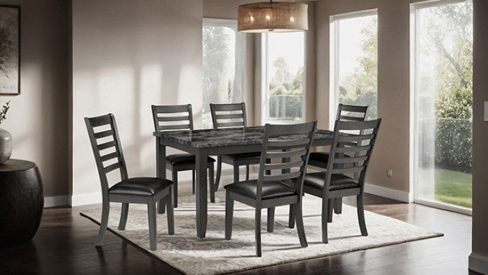Furniture of America Adia 7pc Dining Table Set in Dark Gray TM3110T-7PK - new