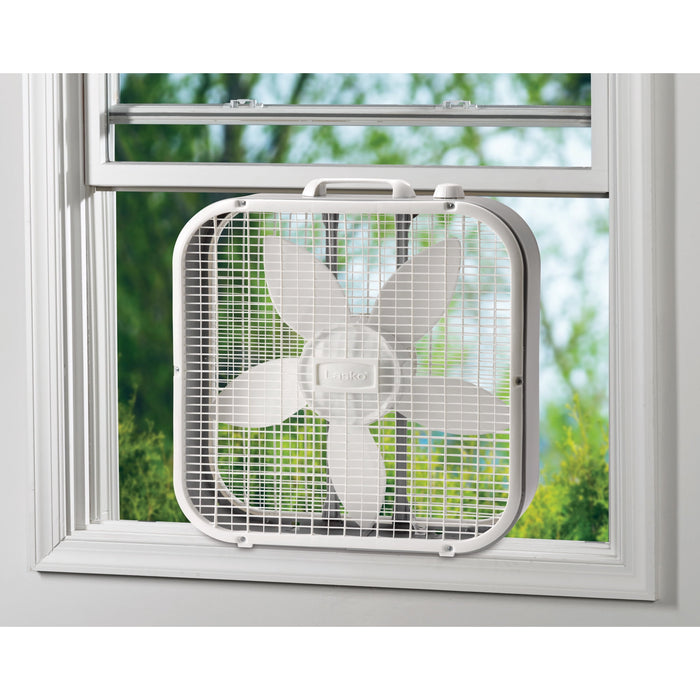 Lasko 20" Classic Box Fan with Weather-Resistant Motor, 3 Speeds, 22.5" H, White, B20200, New - open_box