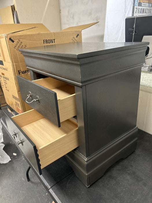 Traditional 2-Drawer Nightstand with Metal Handles, Fully Assembled, 21" L x 15" W x 24" H -