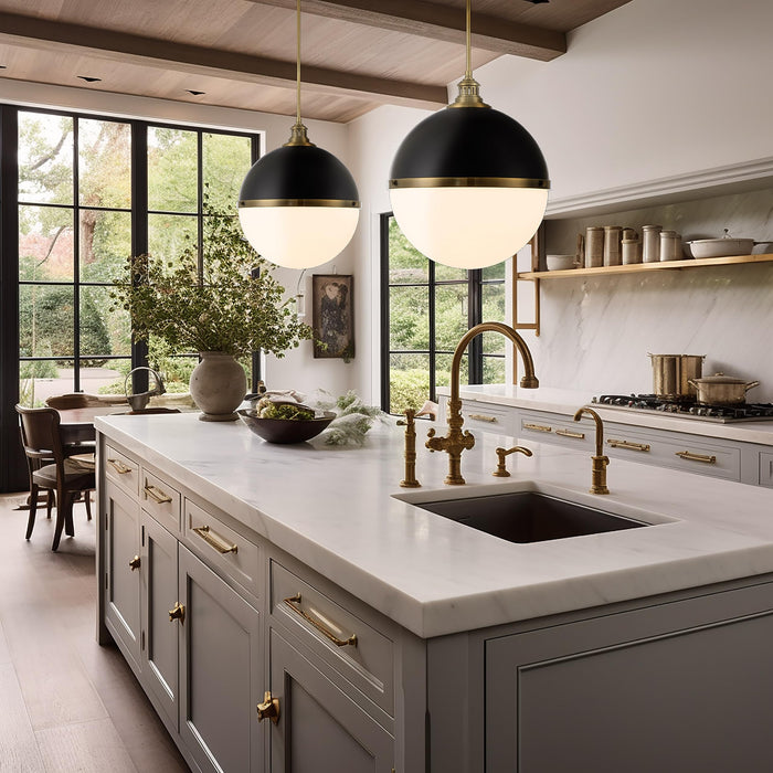 Minka Lavery 6606-885 Vorey White Etched Opal Outdoor Pendant Light Hanging Lantern, 1-Light 100 Watt, 20" H x 17" W, Coal and Oxidized Aged Brass - new