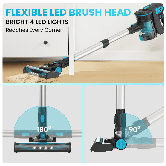 inse cordless vacuum cleaners, 6-in-1 lightweight stick vacuum for hardwood floor carpet pet hair, v -