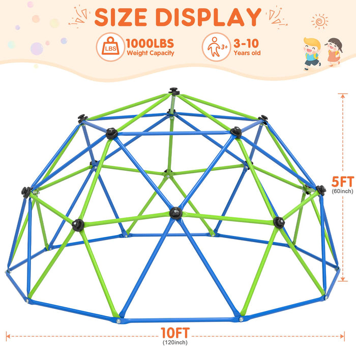 Amictoy Climbing Dome, 10FT Geometric Dome Climber Jungle Gym Playground Backyard for Kids, 2024 Upgraded Model Indoor Outdoor Toddler Play Equipment, Safety Certified, Easy Assembly - new