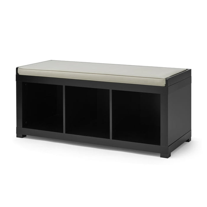 Better Homes and Gardens 3-Cube Upholstered Storage Bench, Black - new