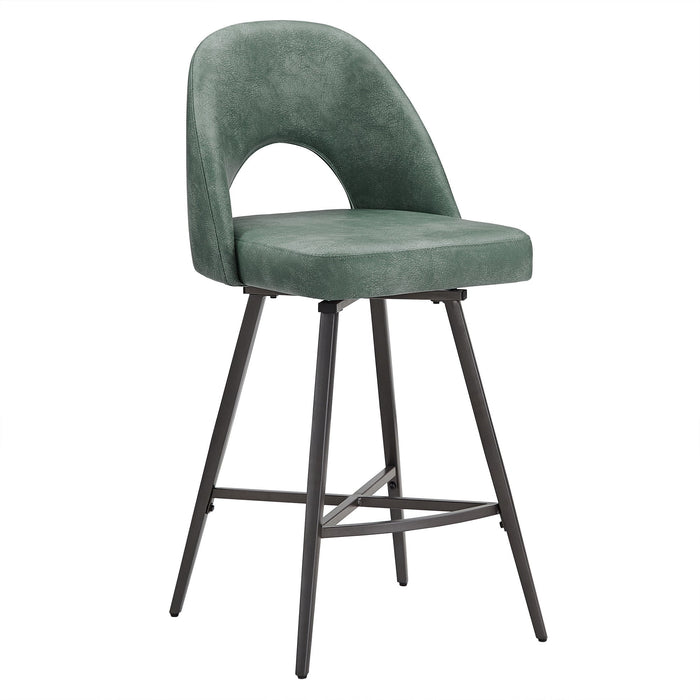 Weston Home Krista 24" Metal Swivel Mid Back Counter Stools, Set of 2, Teal - open_box