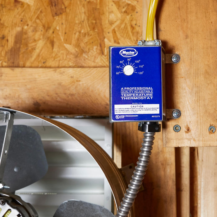 Master Flow GAF 1450 CFM Power Gable Mount Fan with Adjustable Power thermostat (PT6): Easy Installation & Efficient Exhaust Ventillation|High Airflow Capacity for attic spaces upto 2300 sq.