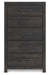 Delmorta Dark Gray Five Drawer Chest