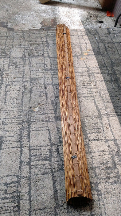 Backyard X-Scapes Reed Blinds Manual Roll-Up Cord Free Roman Shades, Chocolate, 72" W x 72" L - open_box