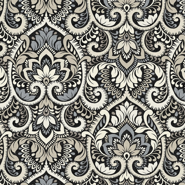 Arden Outdoor Dining Chair Cushion, 21 x 21, Rain-Proof, Fade Resistant 21 x 21, Black Aurora Damask - open_box